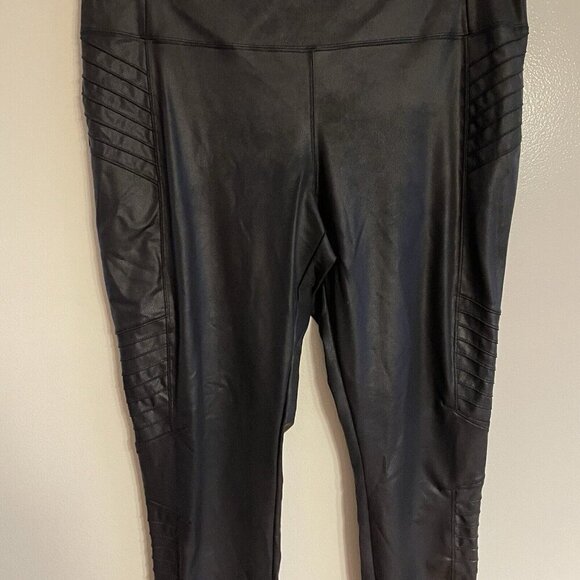 Athleta Women XL Black Athleisure High Rise Ankle Zip Delancey Gleam Moto Tight - Picture 3 of 12